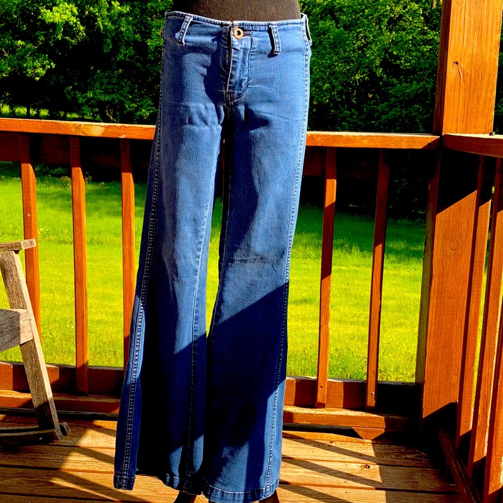 Free People Bell Bottom Flare Blue Jeans Size 27